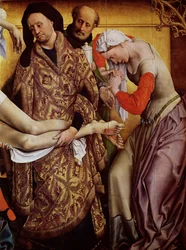 El Descendimiento de la Cruz (detalle de María Magdalena y José de Arimatea)